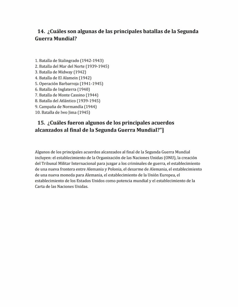 Ejercicio La Segunda Guerra Mundial
1.
¿Cuáles eran los principales bandos en la Segunda Guerra Mundial?
Los principales bandos en la Segund