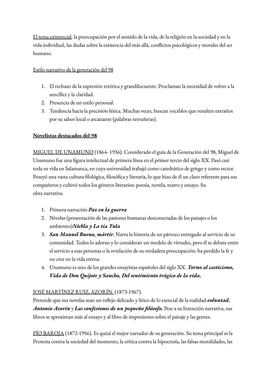 TEMA 1
La narrativa española de las primeras décadas XX( Generación del 98: Unamuno,
Azorín y Baroja)
Contexto
A finales de XIX y principios
