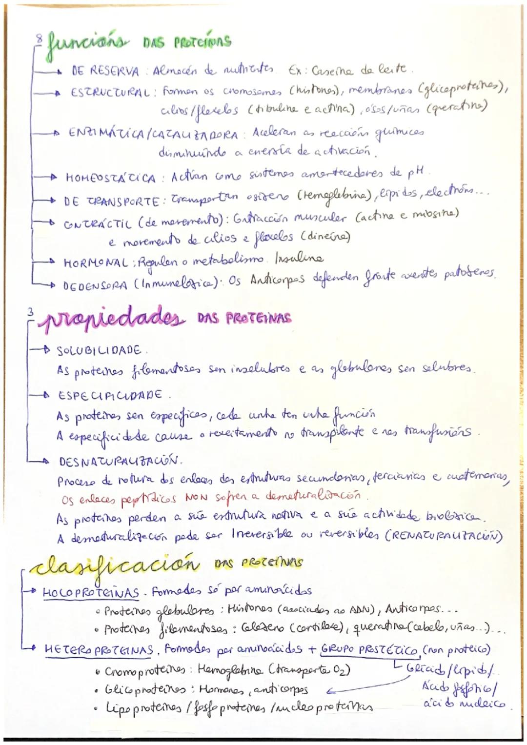 Proteínas
[PROTEÍNA) Biomelécule orgénice fermedes per C, H, 0 e(N)
Son macro nelécules formedes pele union & ENLACE PEPEDICO de
aminoacids 