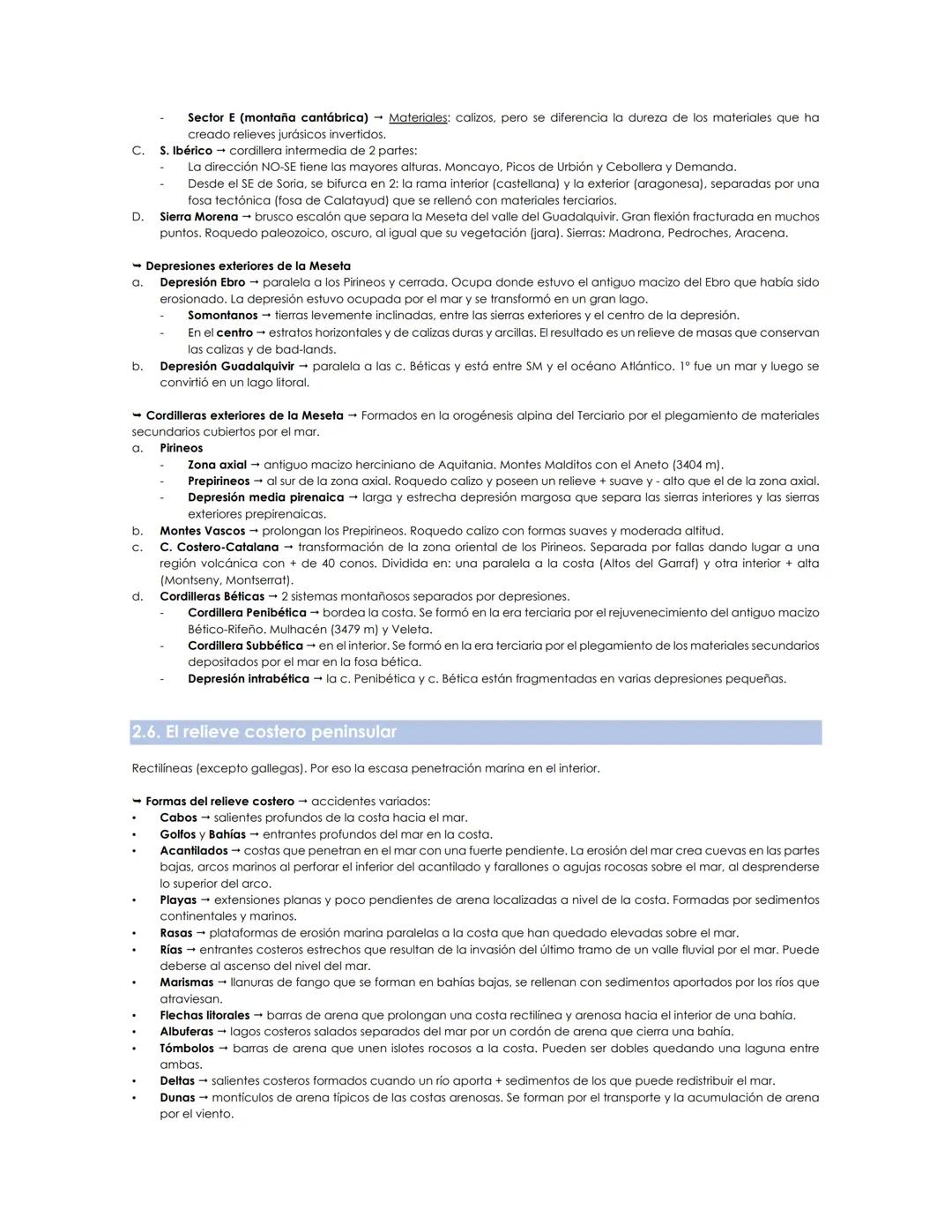 TEMA 1:
EL ESPACIO GEOGRÁFICO ESPAÑOL. LA DIVERSIDAD GEOMORFOLÓFICA.
2. EL RELIEVE PENINSULAR
2.1. El relieve terrestre
Relieve conjunto de 