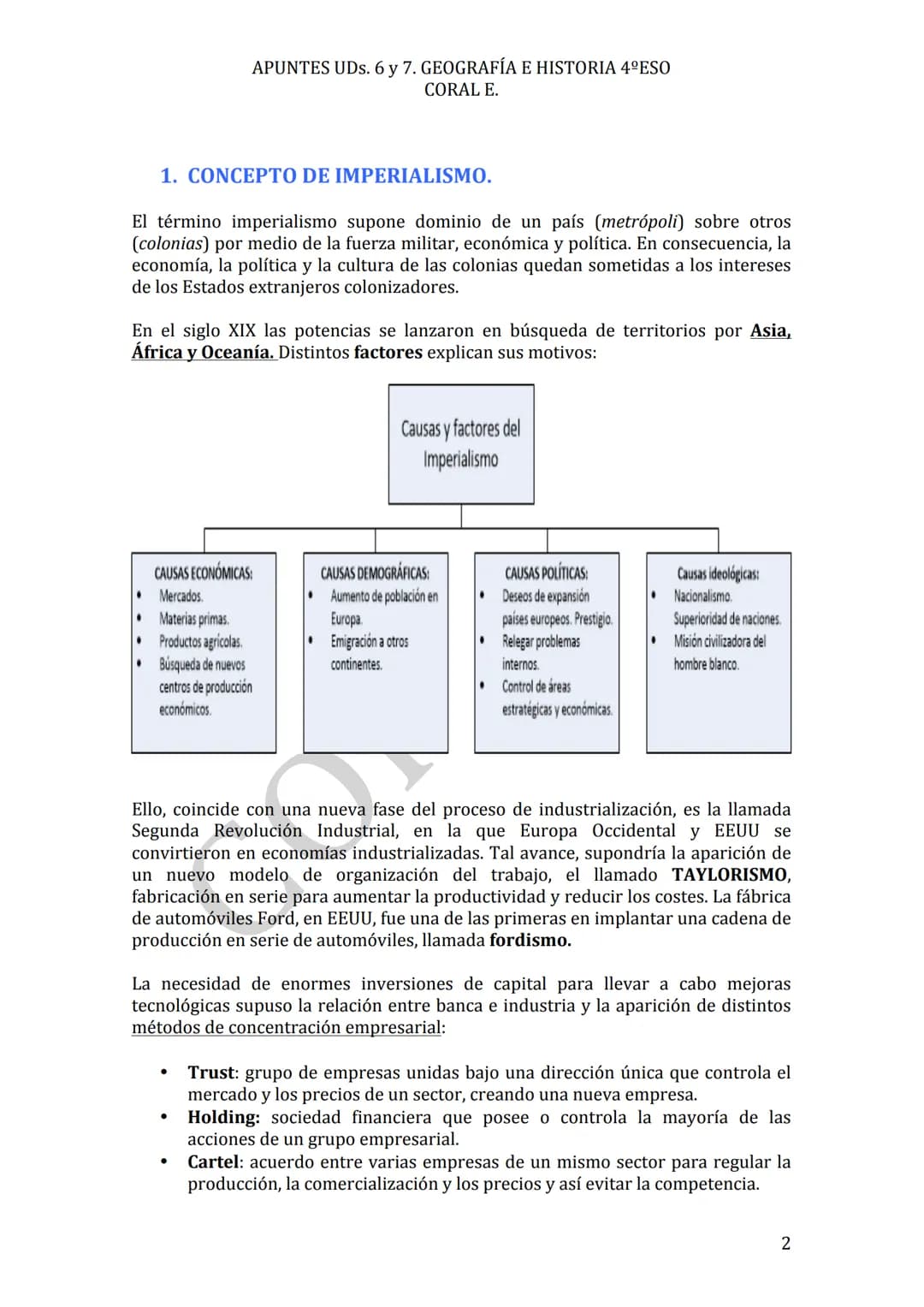 APUNTES UDs. 6 y 7. GEOGRAFÍA E HISTORIA 4ºESO
CORAL E.
Uds. 6 y 7
IMPERIALISMO.
Y I
GUERRA MUNDIAL
No son unos apuntes, son LOS apuntes.
CO