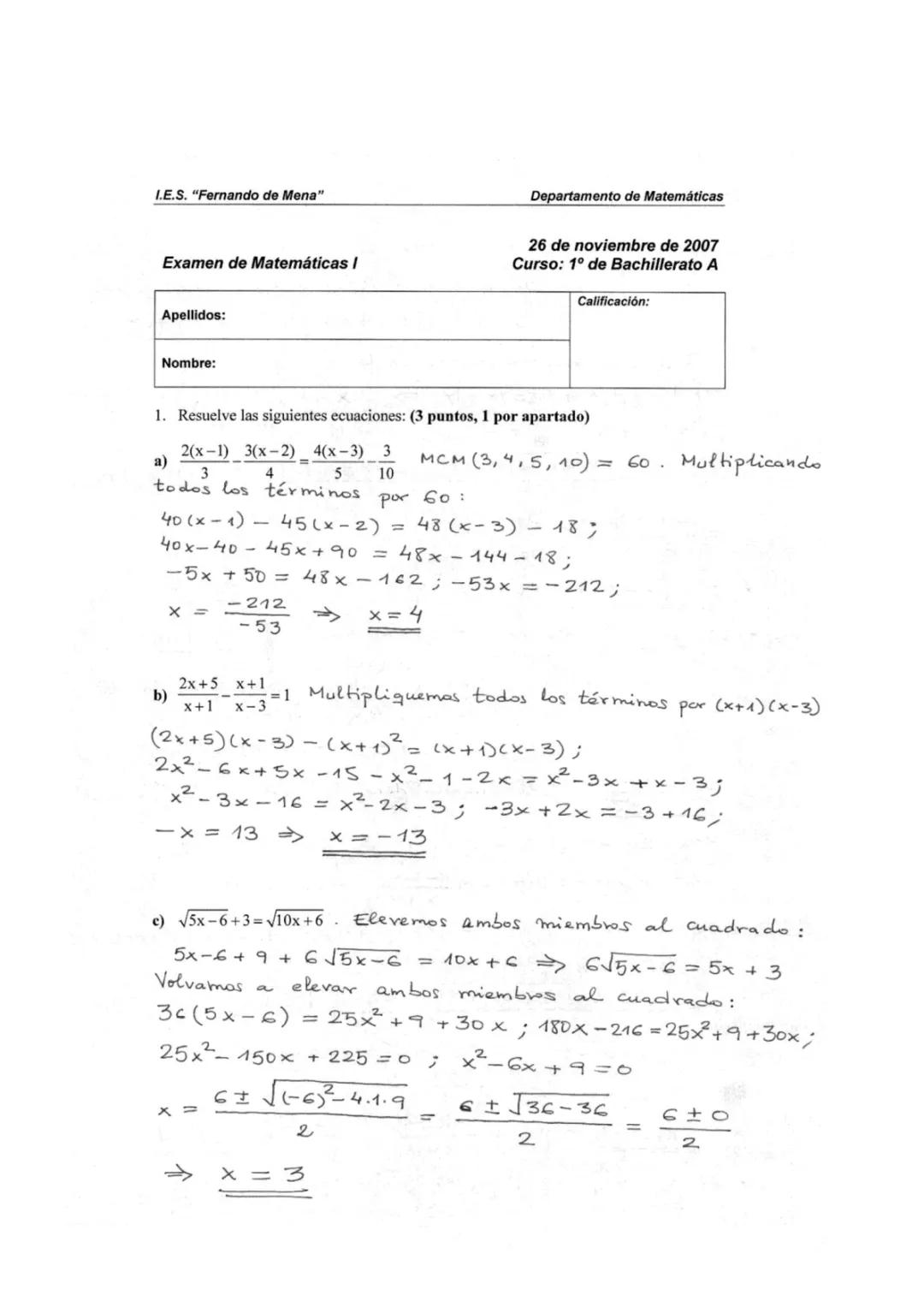 Aprende a Resolver Ecuaciones y Sistemas de Ecuaciones de 1º de Bachillerato