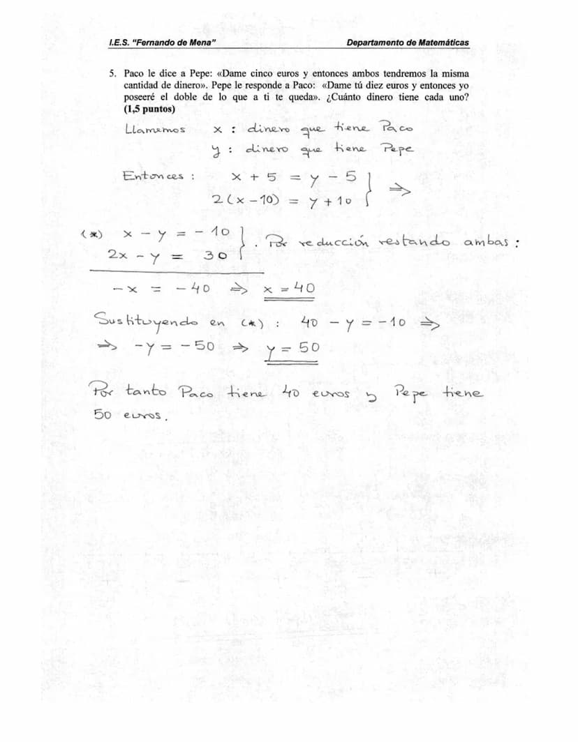 I.E.S. "Fernando de Mena"
Examen de Matemáticas I
Apellidos:
Nombre:
b)
X =
1. Resuelve las siguientes ecuaciones: (3 puntos, 1 por apartado