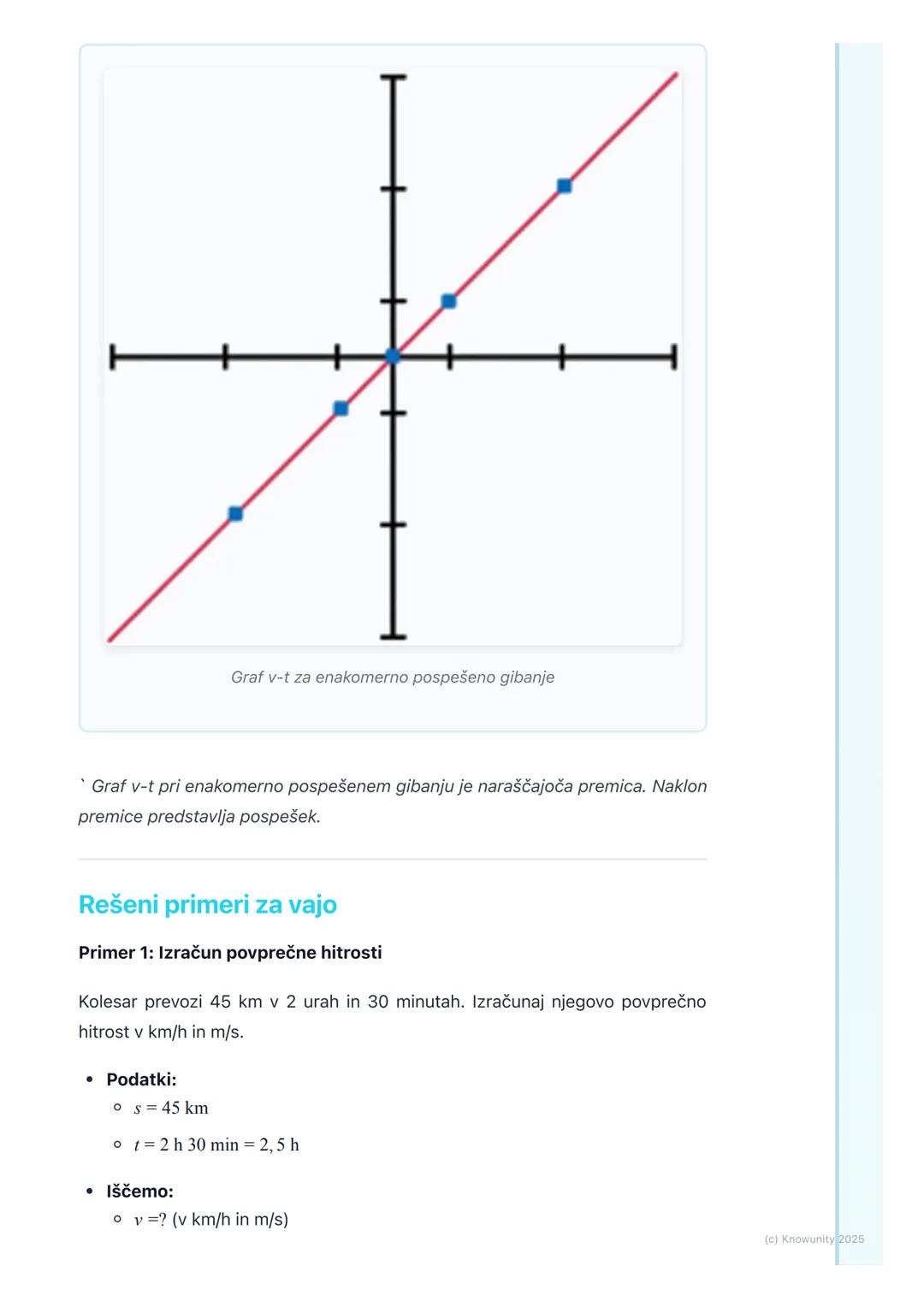 # Hitrost in pospešek

Uvod v hitrost in pospešek

Gibanje je povsod okoli nas od hoje v šolo do vožnje z avtobusom. Da bi
lahko natančno op