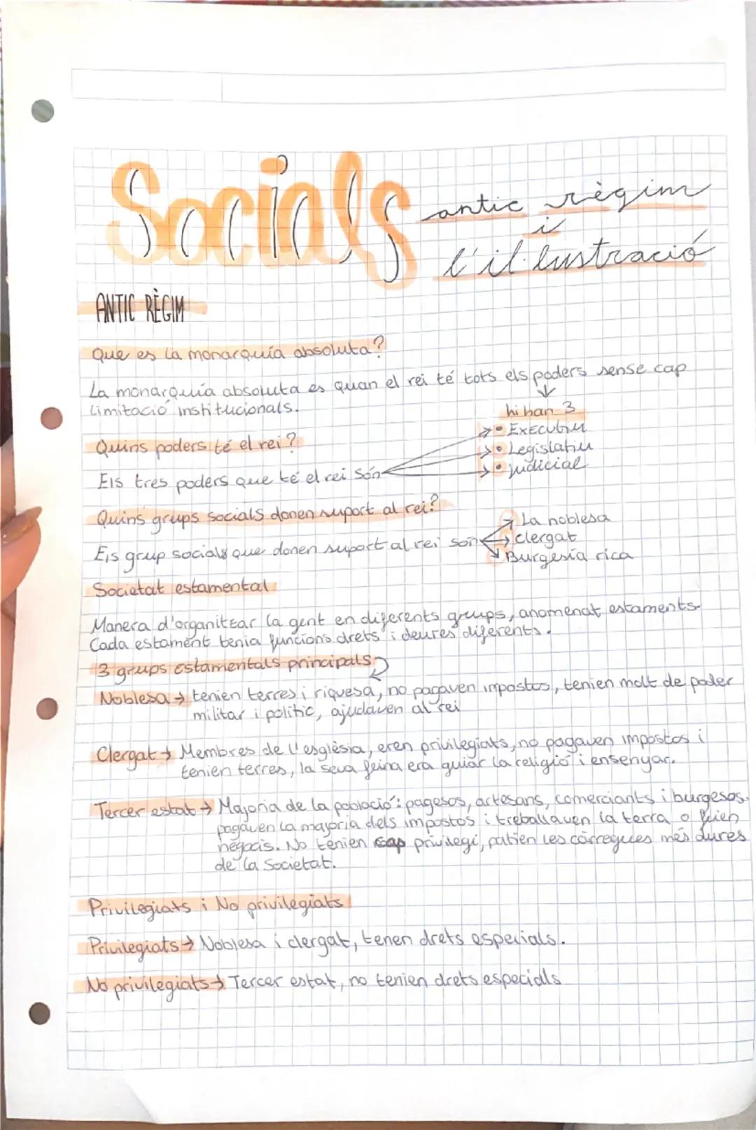 # Socials
ANTIC RÈGIM
antic règim
l'il·lustració

que es la monarquía absoluta?

La monarquía absoluta es quan el rei té tots els poders sen