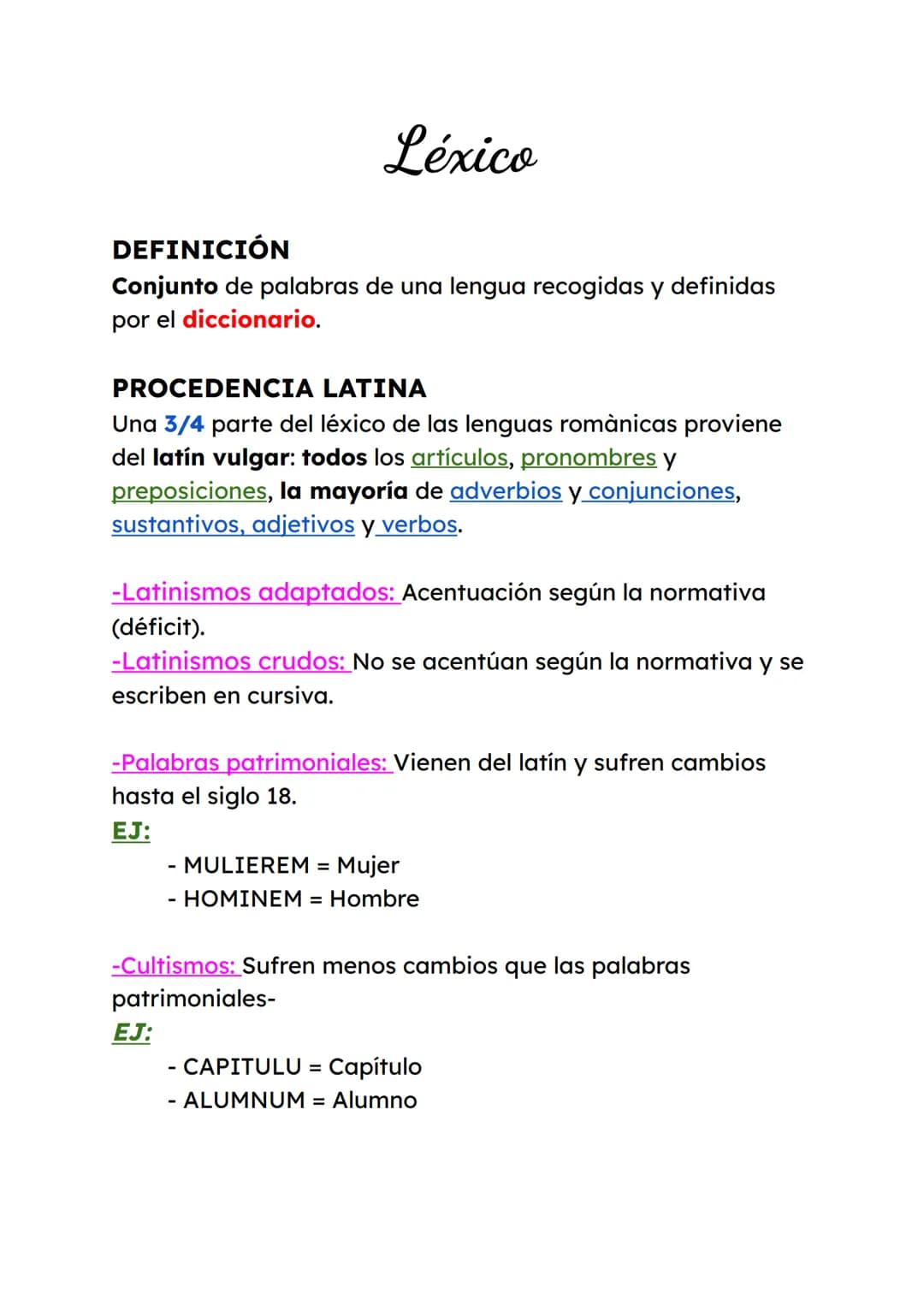 Estructura y formación de las
palabras
ESTRUCTURA
Lexemas: Contiene el significado léxico de las palabras.
(diccionario)
→ Sustantivos, adje