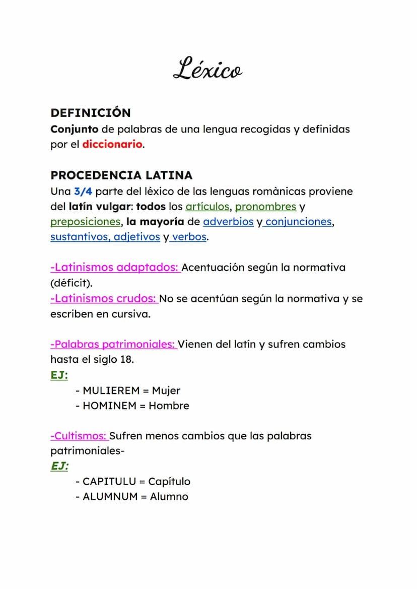 Estructura y formación de las
palabras
ESTRUCTURA
Lexemas: Contiene el significado léxico de las palabras.
(diccionario)
→ Sustantivos, adje
