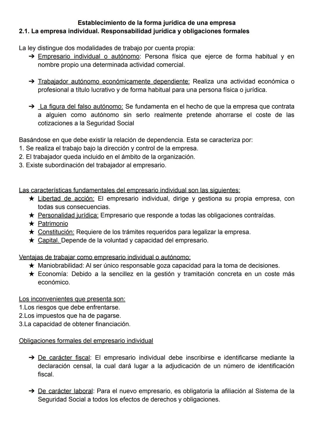 Establecimiento de la forma jurídica de una empresa

2.1. La empresa individual. Responsabilidad jurídica y obligaciones formales

La ley di