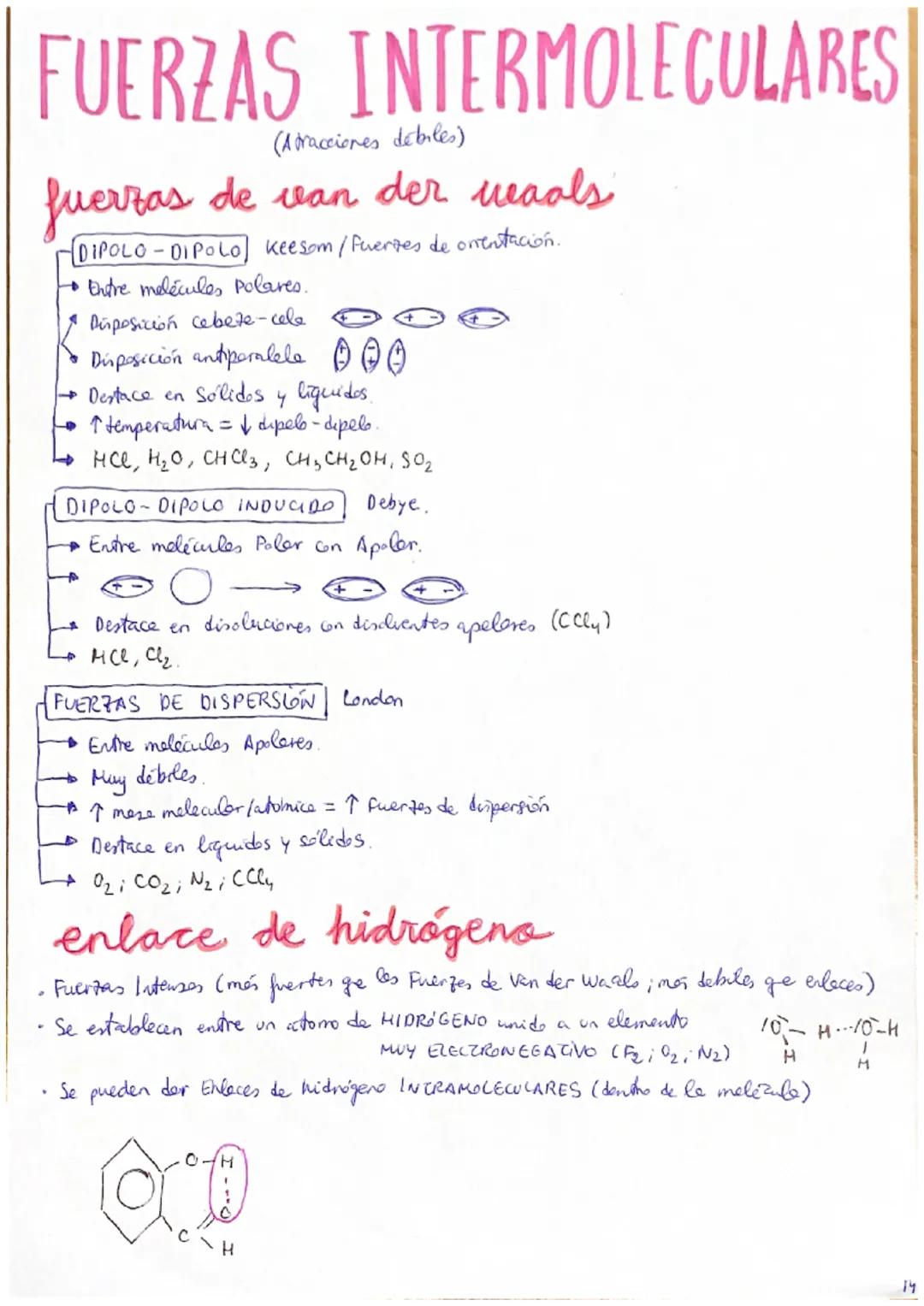 FUERZAS INTERMOLECULARES
(Atracciones debiles)
fuerzas de van der reaals
DIPOLO-DIPOLO] Keesom/Fuertes de oventación.
to Entre mélécules pol