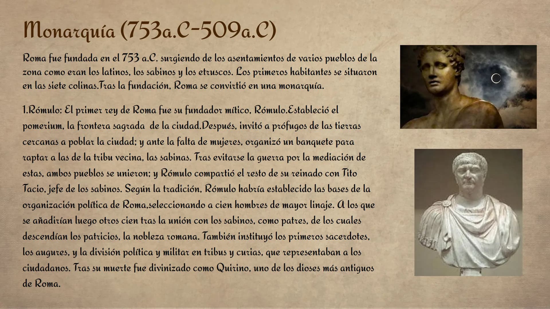 (0)
La historia
de Roma
O ...
ا سس
01 Monarquía
02 República
2
*4*
D
0 0
03 Imperio tail
Monarquia
1
tru
| 1 El origen de la monarquía roman