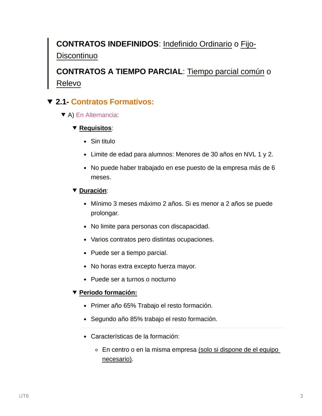 UT6
UT6
▼ 1- EL CONTRATO DE TRABAJO
▼ 1.1- La Capacidad para Celebrar un Contrato:
A) El Trabajador:
• Mayor de 18 o menor legalmente emanci