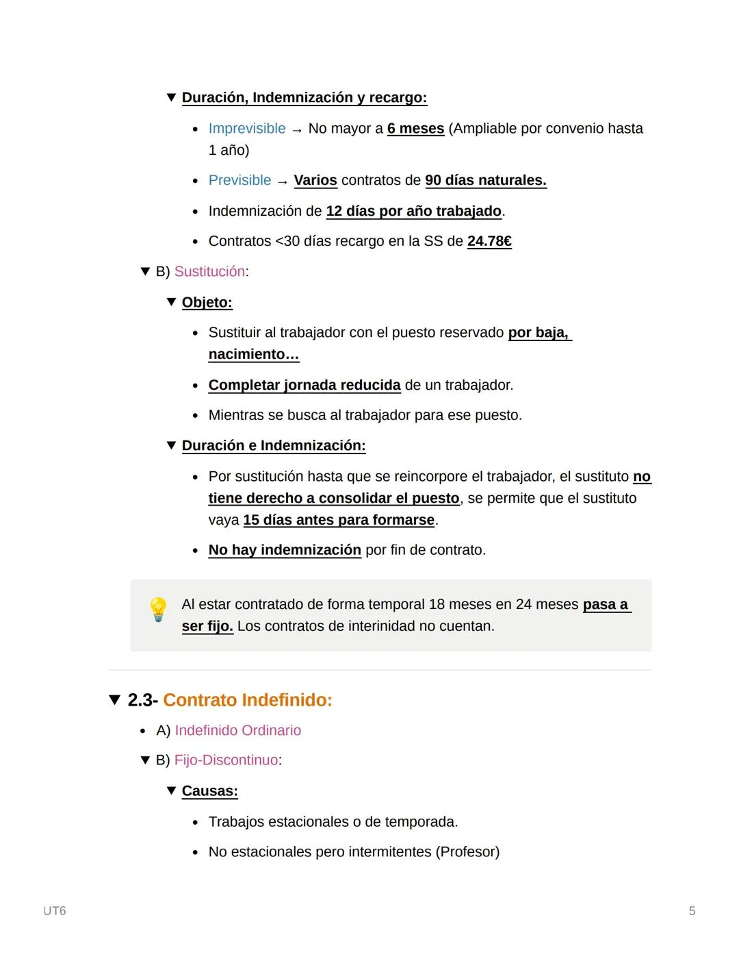 UT6
UT6
▼ 1- EL CONTRATO DE TRABAJO
▼ 1.1- La Capacidad para Celebrar un Contrato:
A) El Trabajador:
• Mayor de 18 o menor legalmente emanci