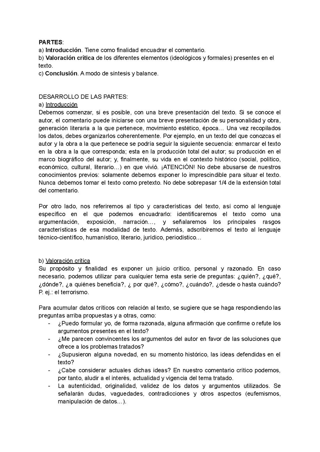 Estructura comentario crítico