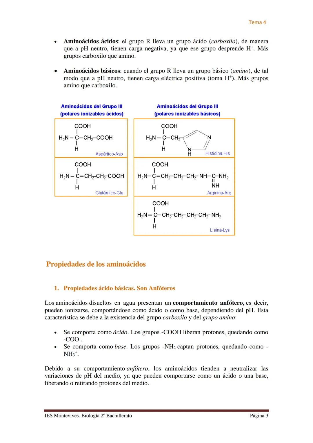 Tema 4

# TEMA 4 LAS PROTEÍNAS. ENZIMAS. VITAMINAS

## A. PROTEÍNAS

### I. Características Generales

✔ Son las biomoléculas más abundantes