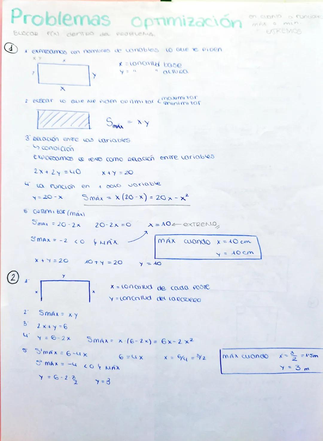 Problemas Optimización
BUSCOR
G
2
A expresamos con nombres de coriables to Que Te PiDen
x = conchild base
ALTUDO
XY
7
dentro del
5
2 Buscar 