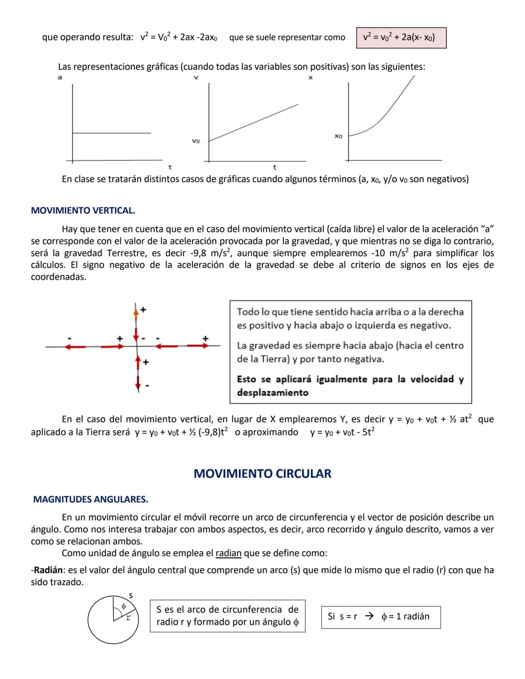 CINEMÁTICA
Como los alumnos de 1º de Bach. no han dado derivadas en el momento de iniciar la cinemática, estos apuntes son
iguales que los d