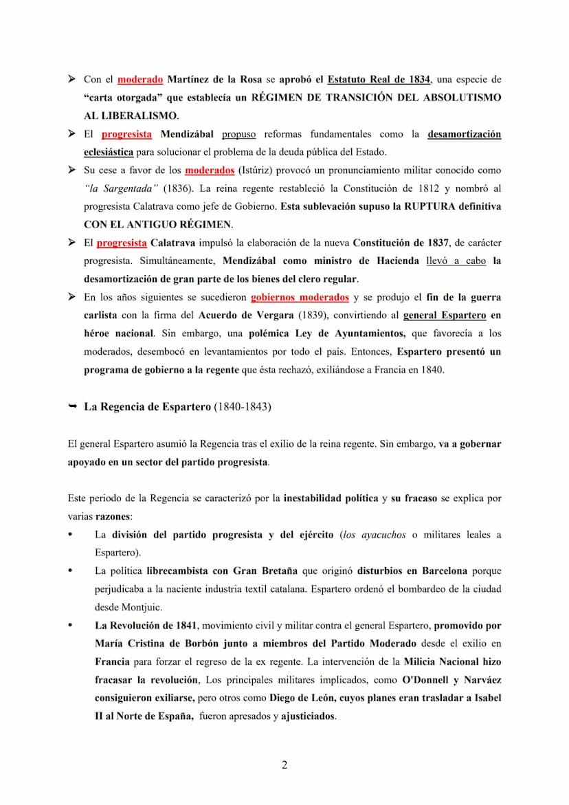 Tema 2
LA CONSTRUCCIÓN DEL ESTADO LIBERAL
EL REINADO DE ISABEL II (1833-1868)
Tres epígrafes: Regencias y problema carlista (1833-1843) - La