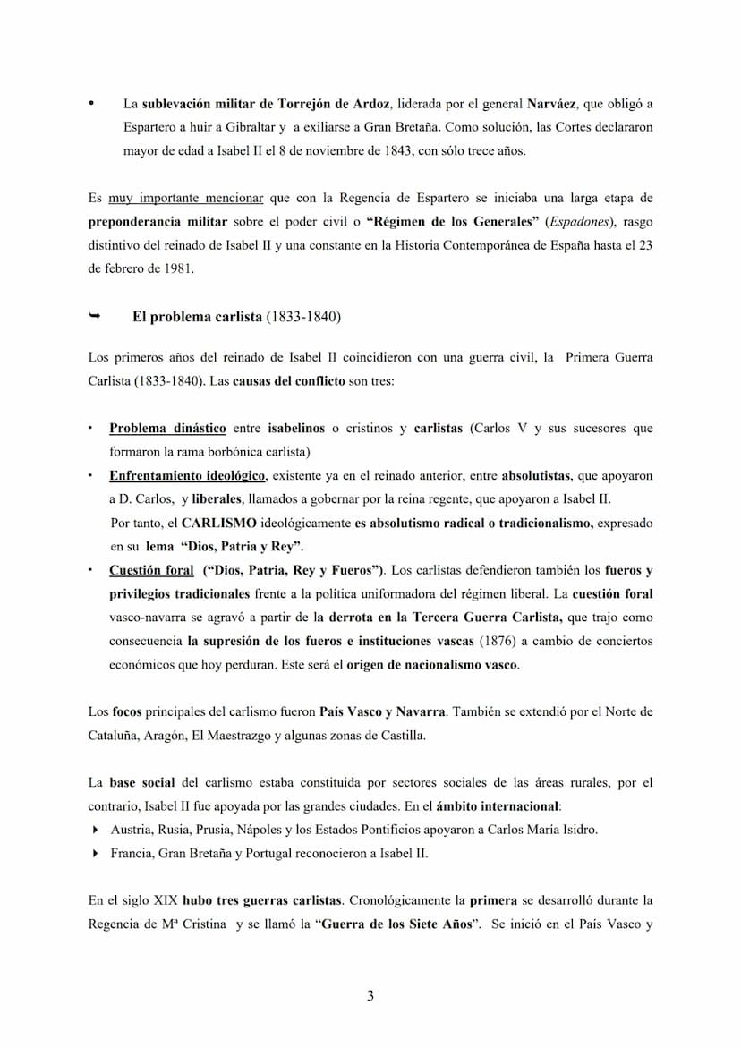 Tema 2
LA CONSTRUCCIÓN DEL ESTADO LIBERAL
EL REINADO DE ISABEL II (1833-1868)
Tres epígrafes: Regencias y problema carlista (1833-1843) - La