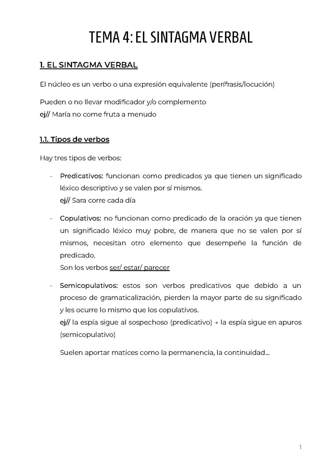 El Sintagma Verbal en Castellano