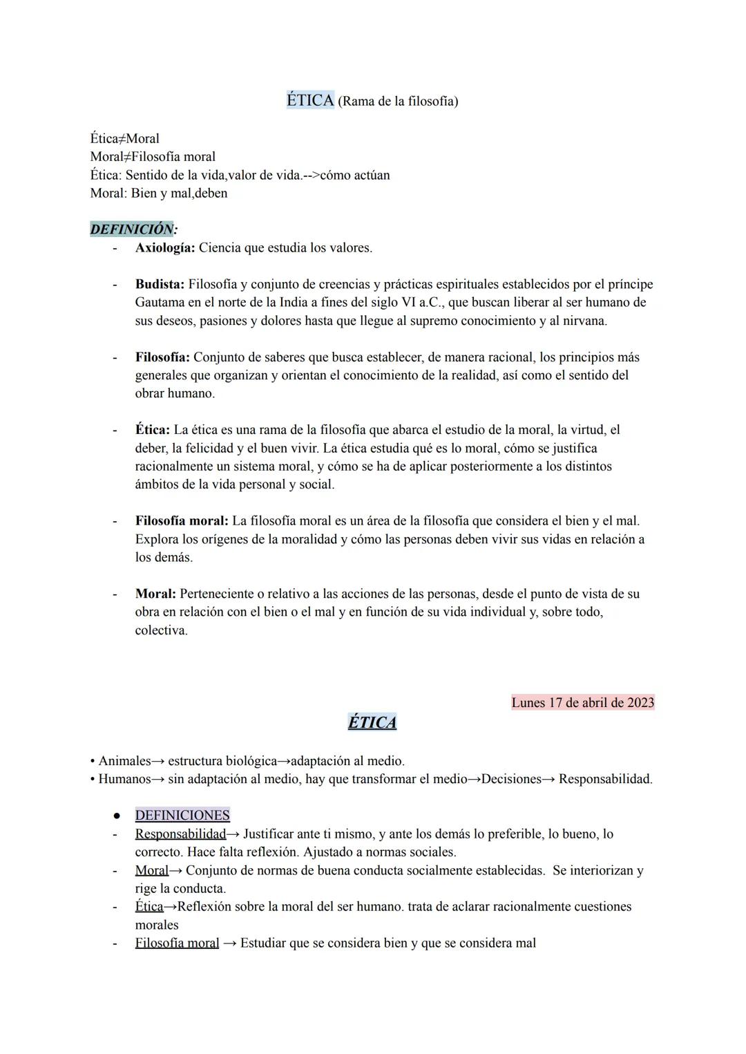 # ÉTICA (Rama de la filosofia)

Ética Moral

Moral Filosofia moral

Ética: Sentido de la vida, valor de vida.-->cómo actúan

Moral: Bien y m