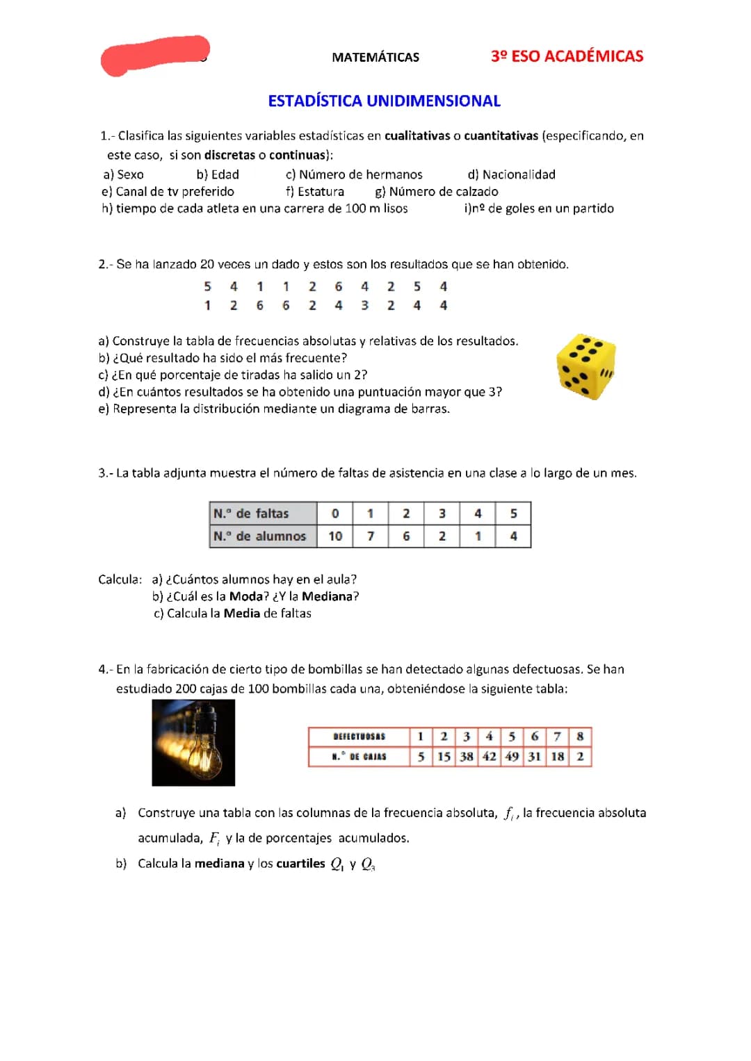 Ejercicios de estadísticas con soluciones