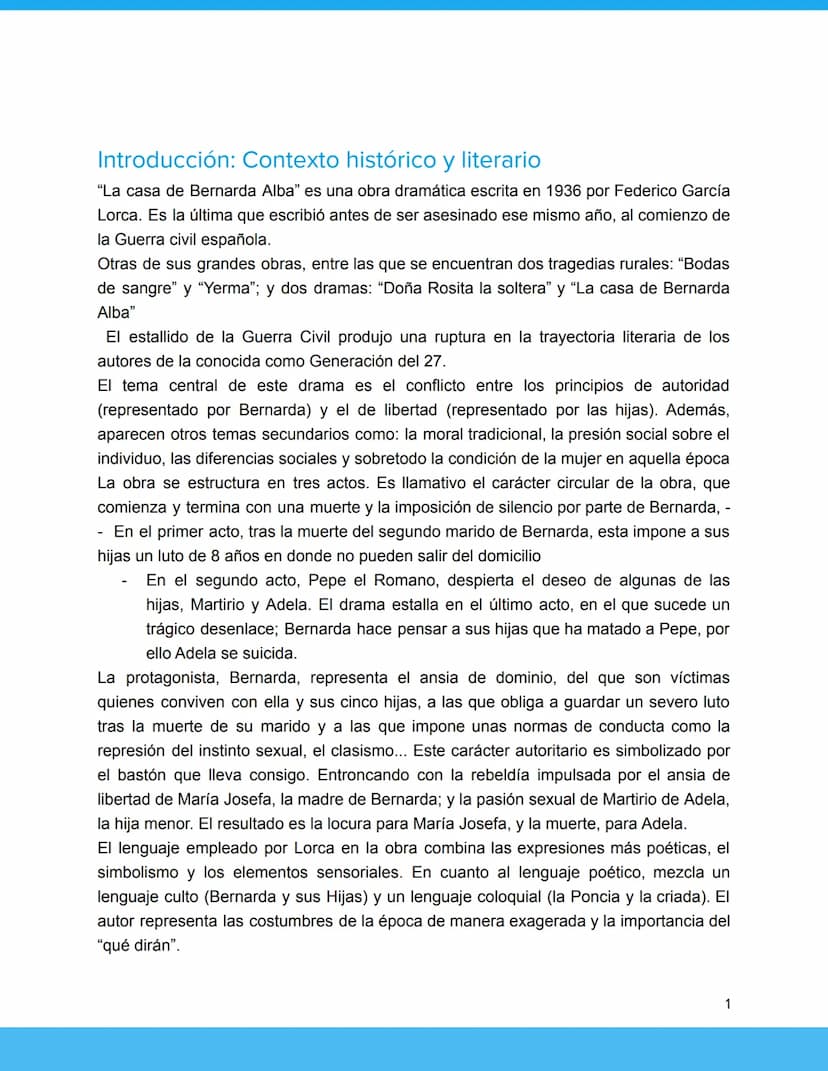 La casa de bernarda
alba
Hecho por @eleasy Introducción: Contexto histórico y literario
"La casa de Bernarda Alba" es una obra dramática esc