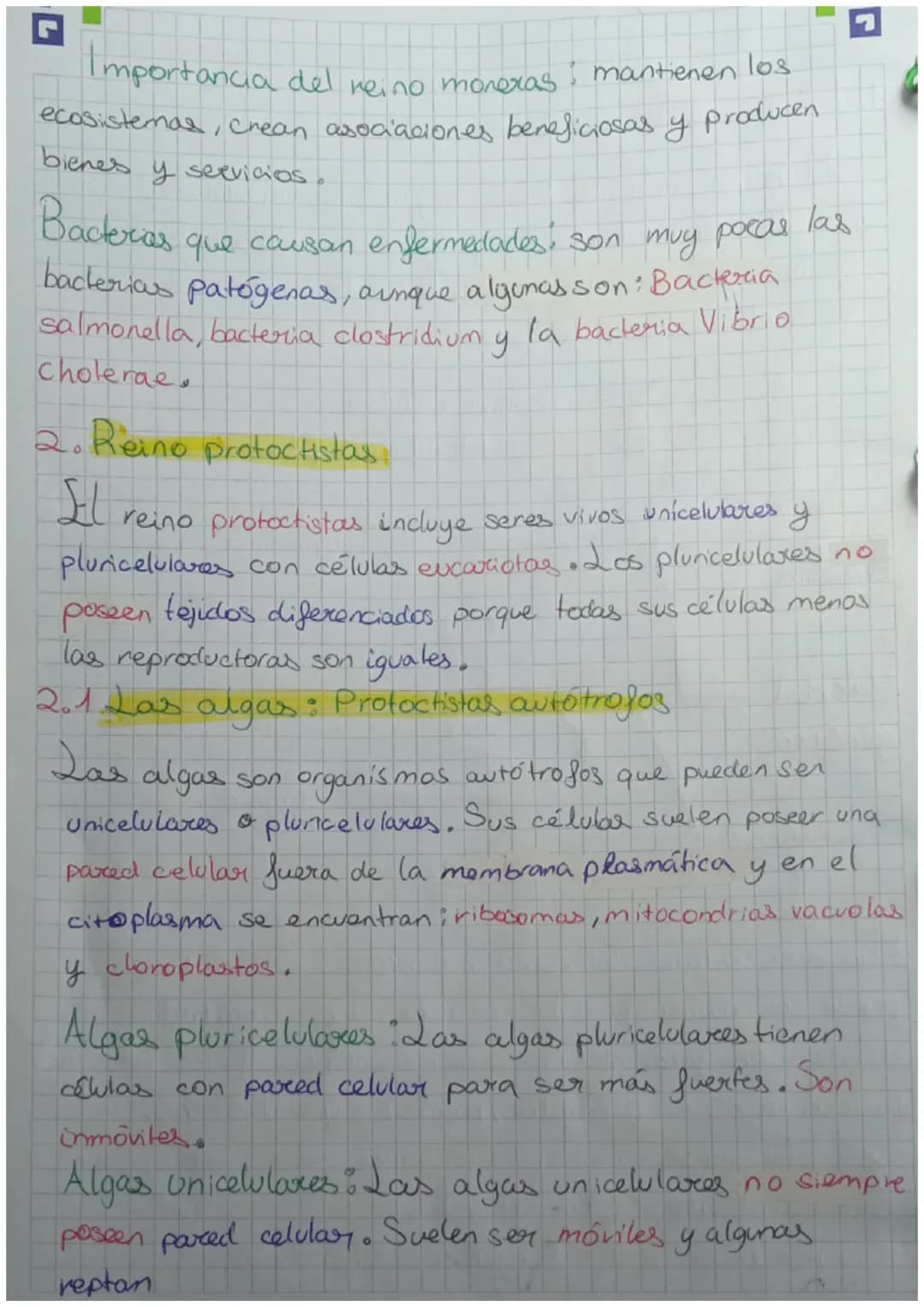 Recuperación Biologia Tema 4 (3 puntos)
1. El reino moneras
reino moneras tiene
organismos
unicelulares
sencillos como bacterias y algas cia