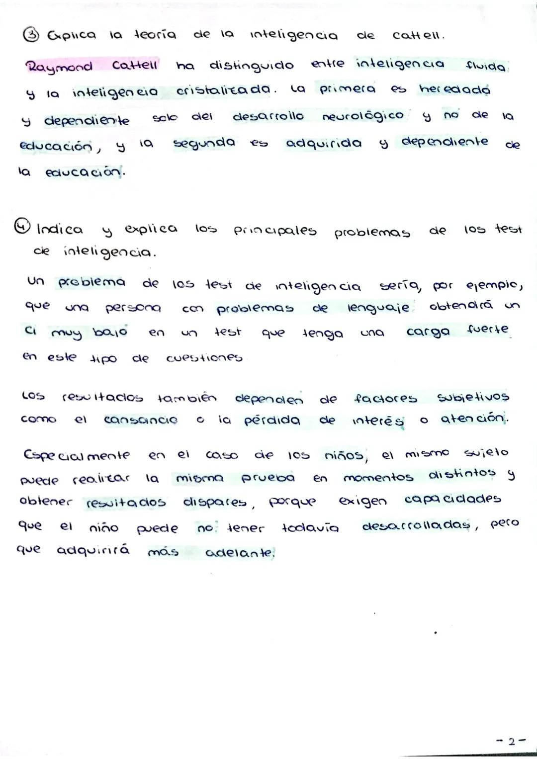 # ① Explica la teoría de la inteligencia de Spearman.

Según Spearman, la inteligencia estaba compuesta de dos tipos de factores:

- Uno gen