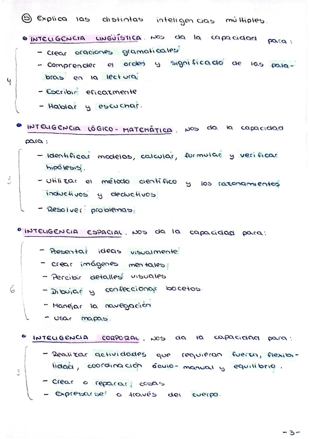 # ① Explica la teoría de la inteligencia de Spearman.

Según Spearman, la inteligencia estaba compuesta de dos tipos de factores:

- Uno gen