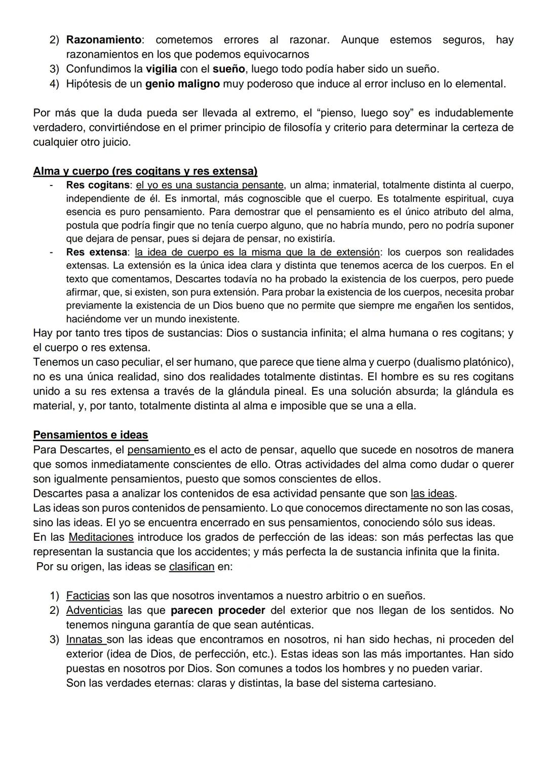 COMENTARIO DE DESCARTES
RESUMEN 1ª PARTE
Descartes en este párrafo explica la búsqueda de una primera verdad indudable, sobre la que
constru