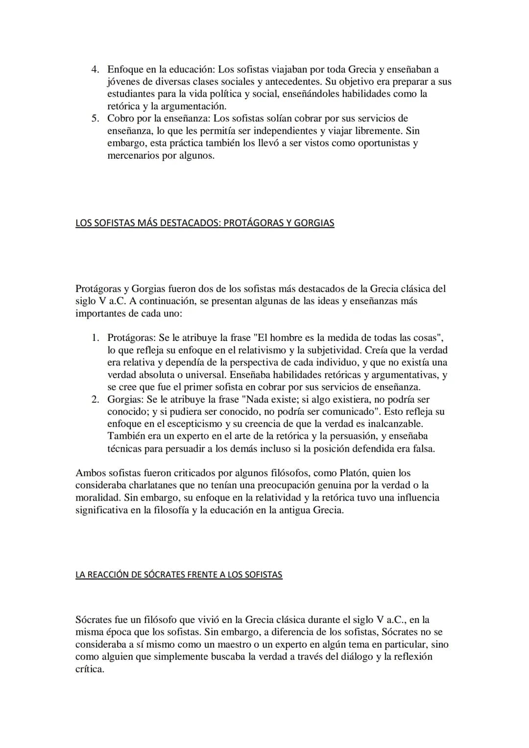 SÓCRATES Y LOS SOFISTAS
Sócrates y los sofistas fueron dos corrientes filosóficas importantes en la antigua Grecia
que surgieron en el siglo