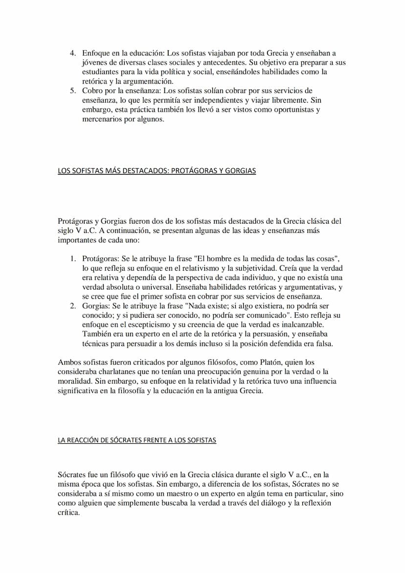 SÓCRATES Y LOS SOFISTAS
Sócrates y los sofistas fueron dos corrientes filosóficas importantes en la antigua Grecia
que surgieron en el siglo