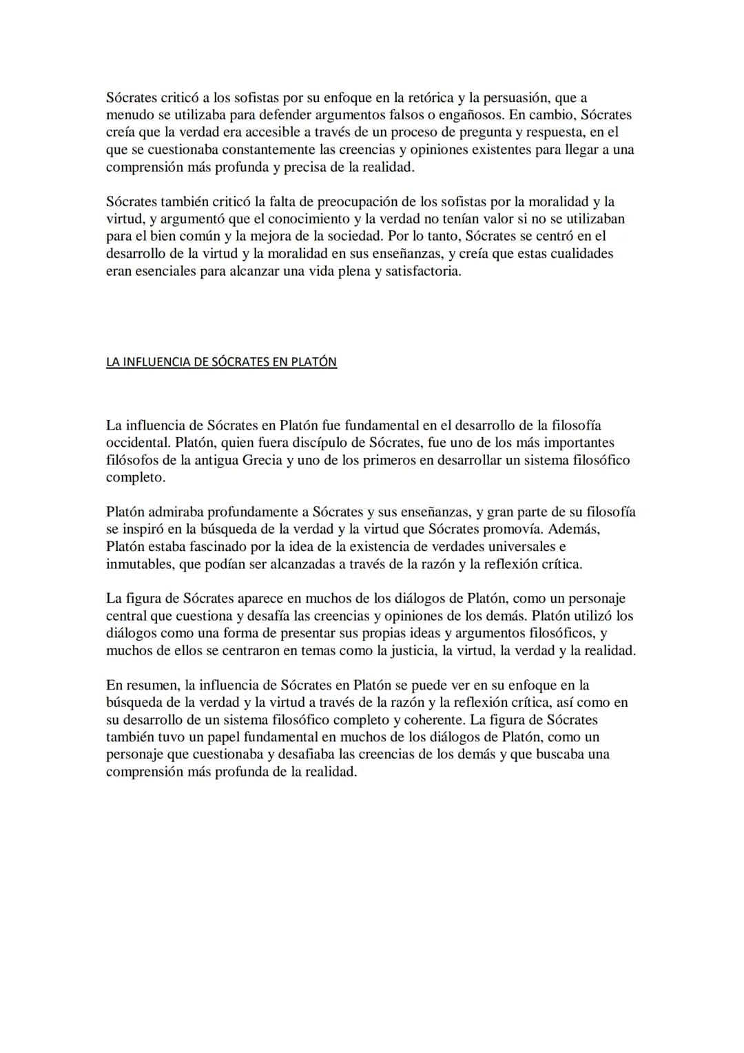 SÓCRATES Y LOS SOFISTAS
Sócrates y los sofistas fueron dos corrientes filosóficas importantes en la antigua Grecia
que surgieron en el siglo