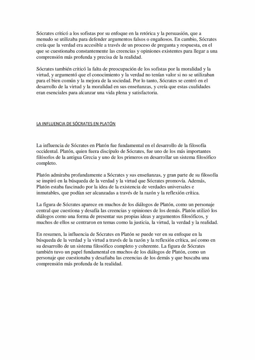 SÓCRATES Y LOS SOFISTAS
Sócrates y los sofistas fueron dos corrientes filosóficas importantes en la antigua Grecia
que surgieron en el siglo