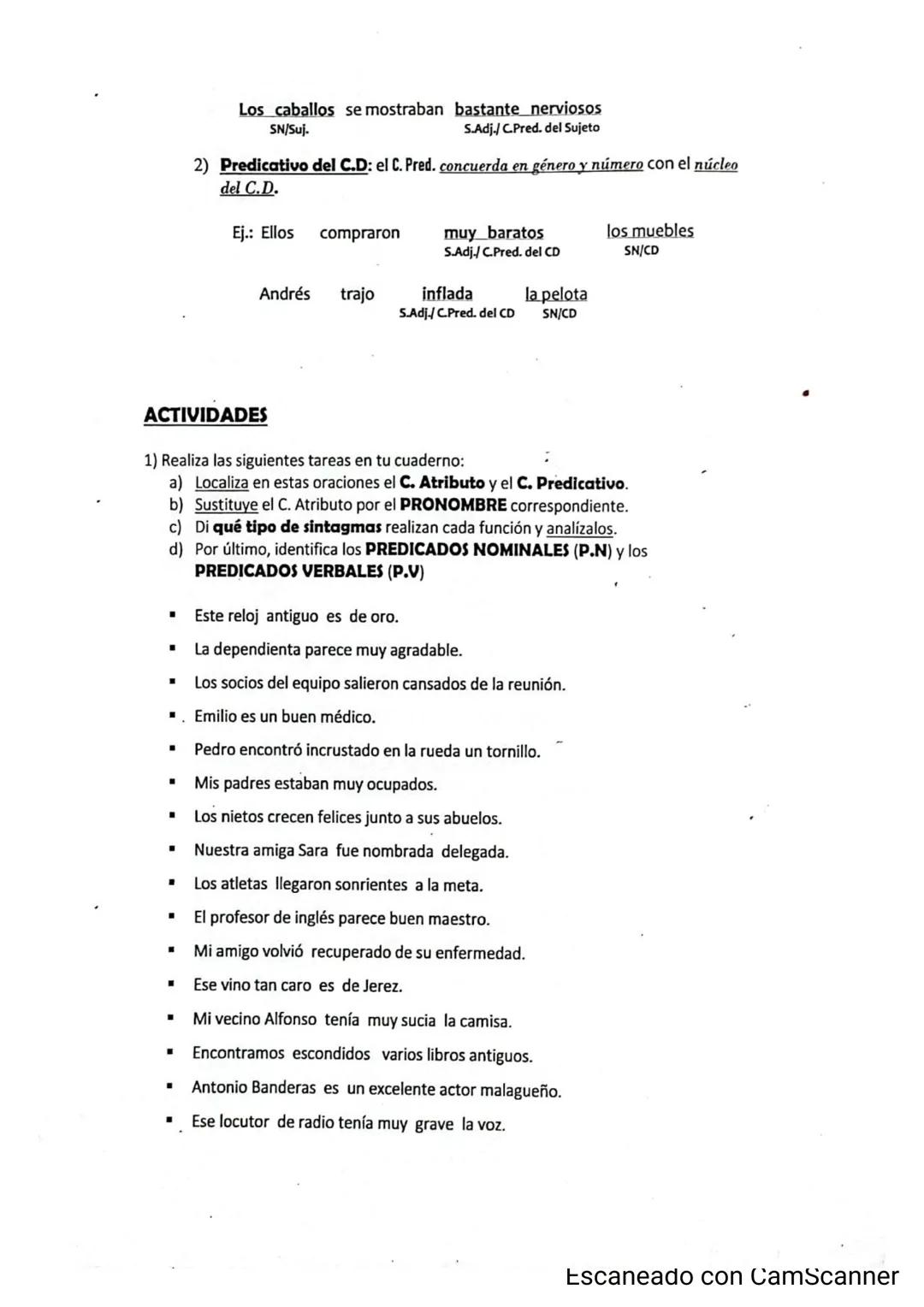 LOS COMPLEMENTOS DEL VERBO (II)
.
1) EL ATRIBUTO (C. Atrib.)
Sólo aparece con los VERBOS COPULATIVOS (o ATRIBUTIVOS): Ser, Estar y Parecer. 