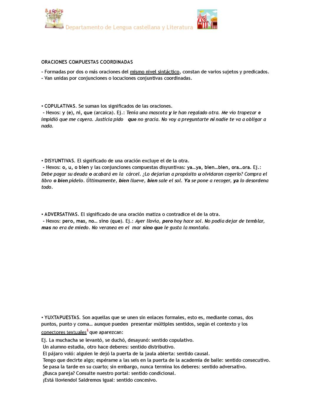 Oraciones coordinadas