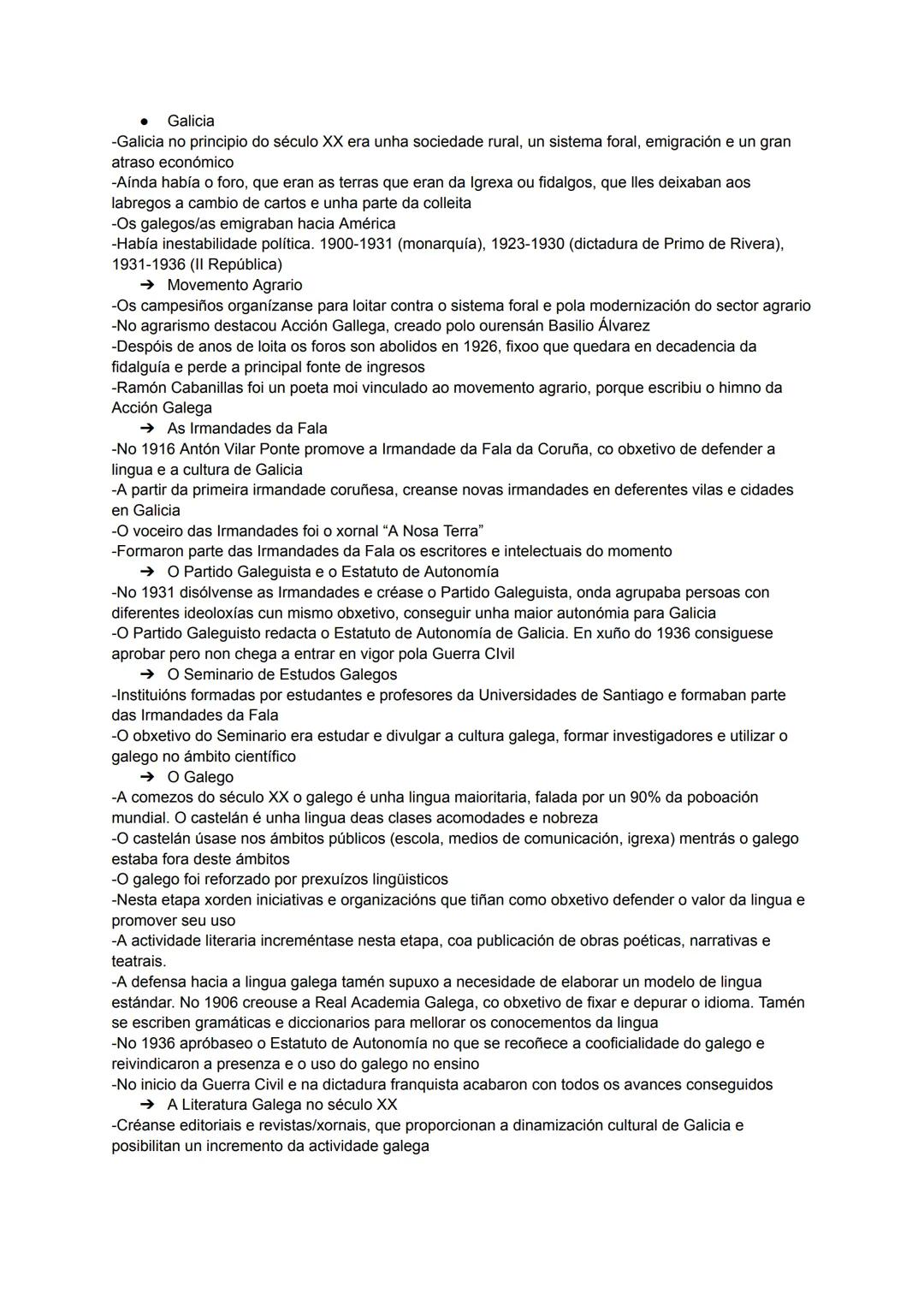 Galicia
-Galicia no principio do século XX era unha sociedade rural, un sistema foral, emigración e un gran
atraso económico
-Aínda había o 