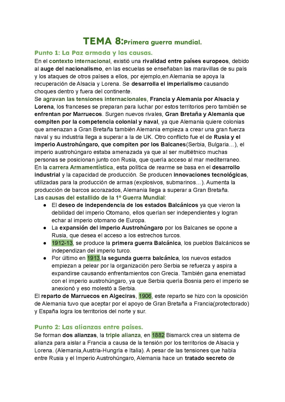 Causas de la Primera Guerra Mundial y Alianzas en Europa
