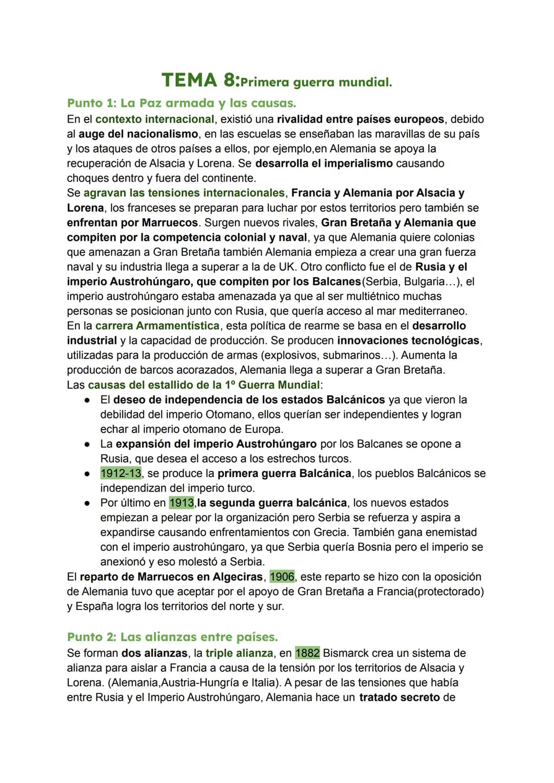 TEMA 8:Primera guerra mundial.
Punto 1: La Paz armada y las causas.
En el contexto internacional, existió una rivalidad entre países europeo