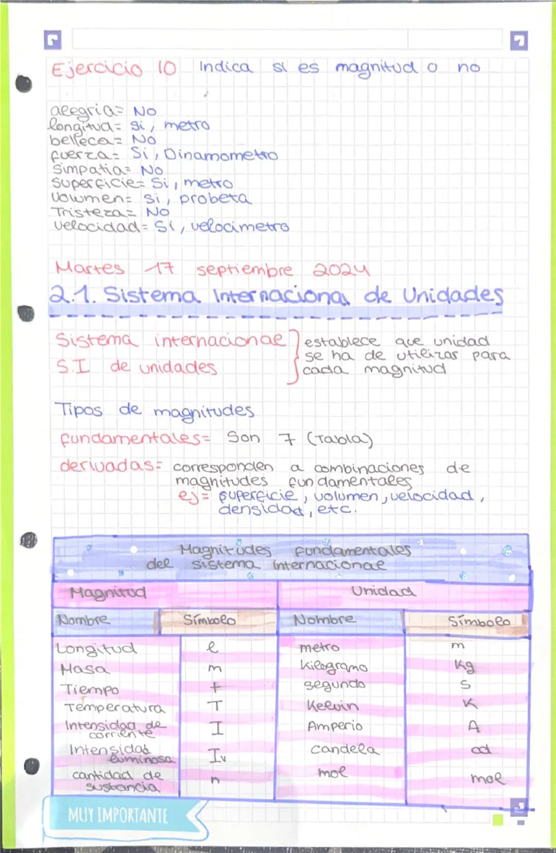 Ejercicio 10
Indica
si es magnitud o no
alegria No
longitud = si, metro
belleca: No
fuerza Si, Dinamometro
Simpatia No.
Superficie Si, metro