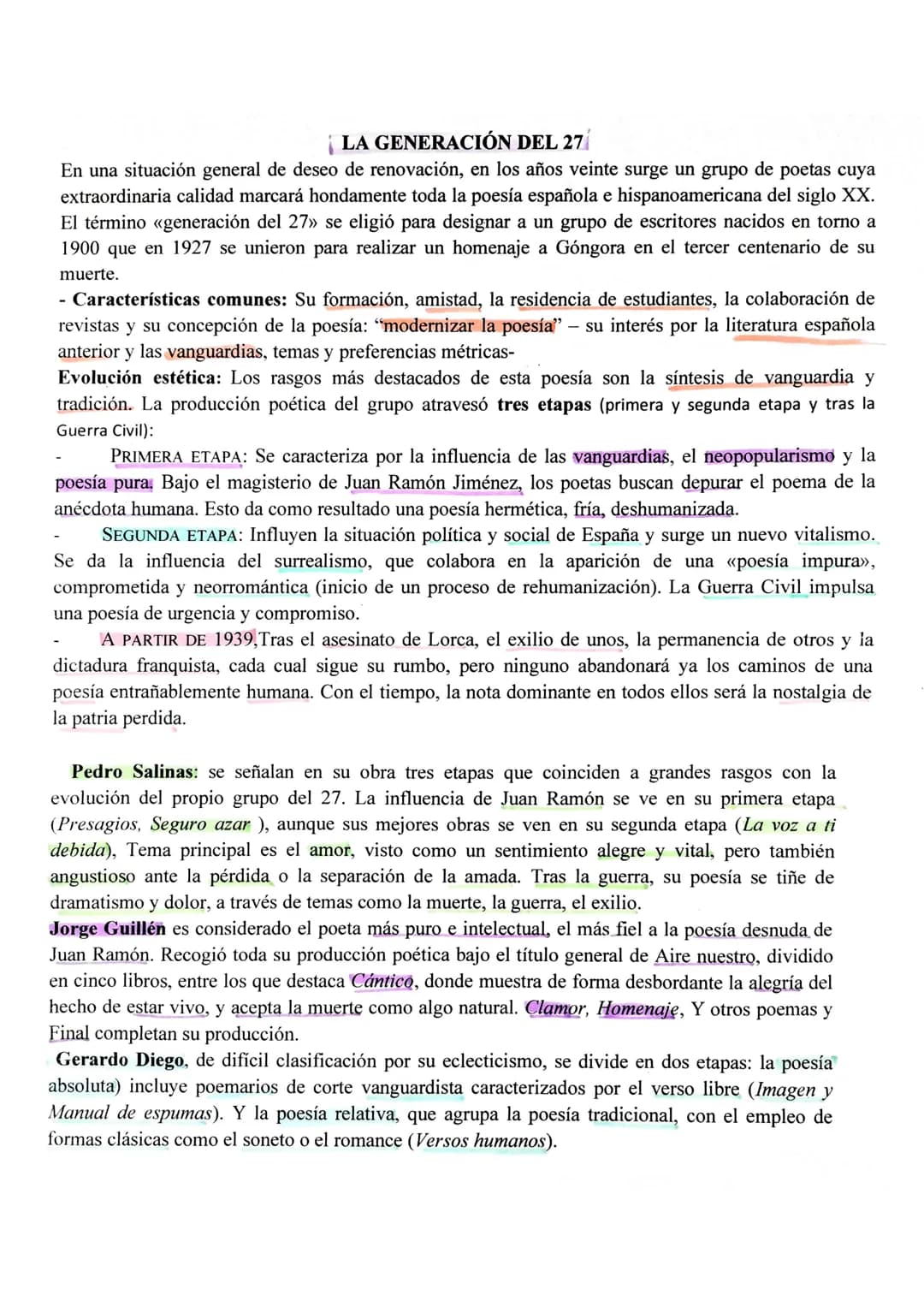 LA GENERACIÓN DEL 27
En una situación general de deseo de renovación, en los años veinte surge un grupo de poetas cuya
extraordinaria calida