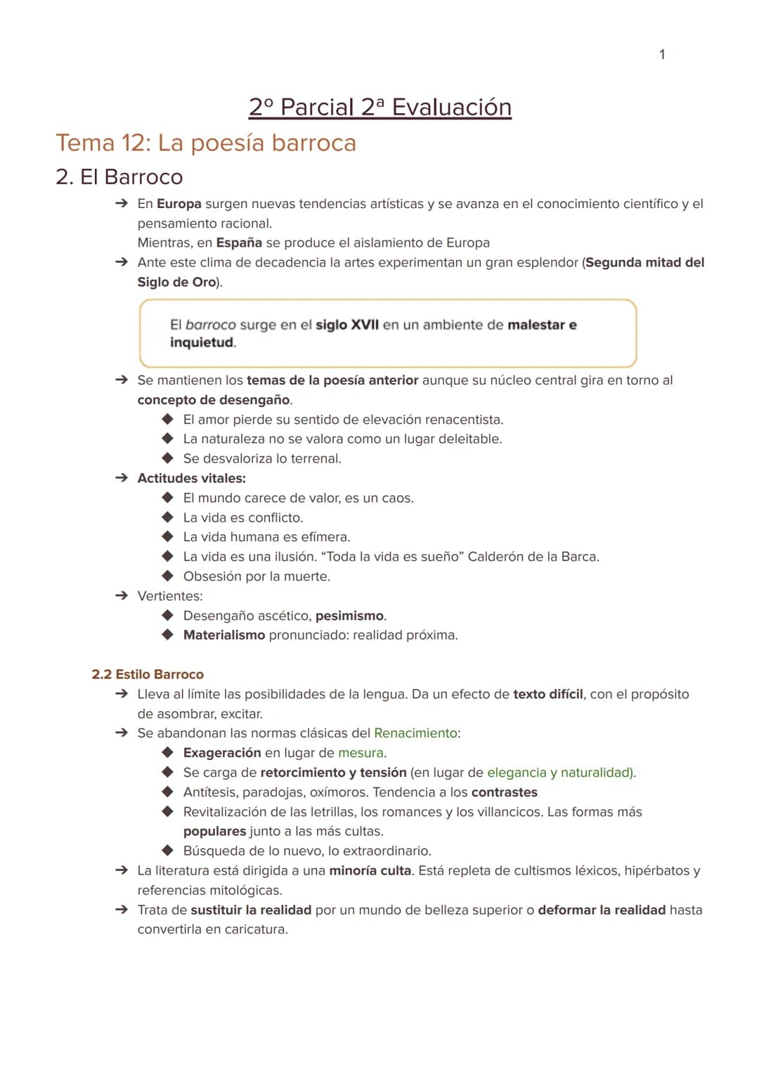 Tema 12: La poesía barroca
2. El Barroco
2º Parcial 2ª Evaluación
→ En Europa surgen nuevas tendencias artísticas y se avanza en el conocimi