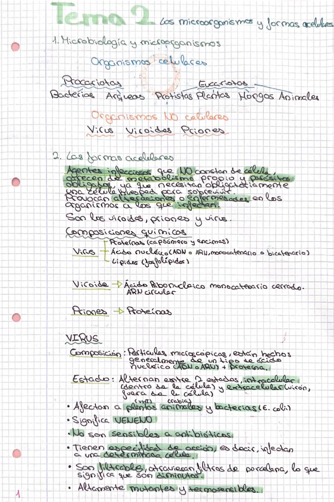 # Tema 2 los microorganismes y formas acababes

1. Microbiología y microorganismos

Organismos celulares

Procariotas Eucariotos
Bacterias A