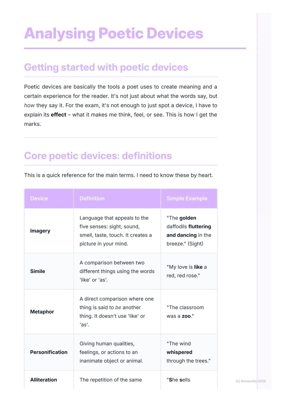 # Analysing Poetic Devices

## Getting started with poetic devices

Poetic devices are basically the tools a poet uses to create meaning and