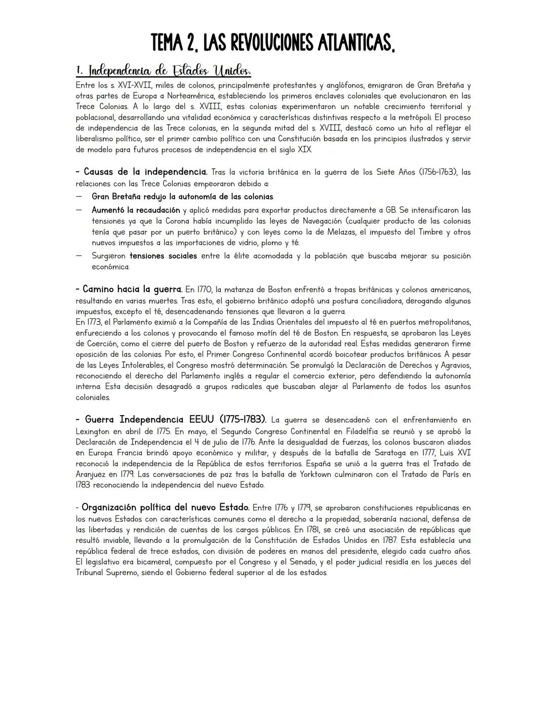 TEMA 2, LAS REVOLUCIONES ATLANTICAS.
1. Independencia de Estados Unidos.
Entre los s. XVI-XVII, miles de colonos, principalmente protestante