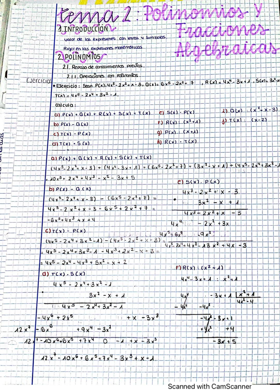 3
Ejercicios
INTRODUCCIÓN
tema 2: Polinomios Y
Fracciones
Algebraicas
-valor de las expresiones con letras y Simbolos
Rigor en las expresion