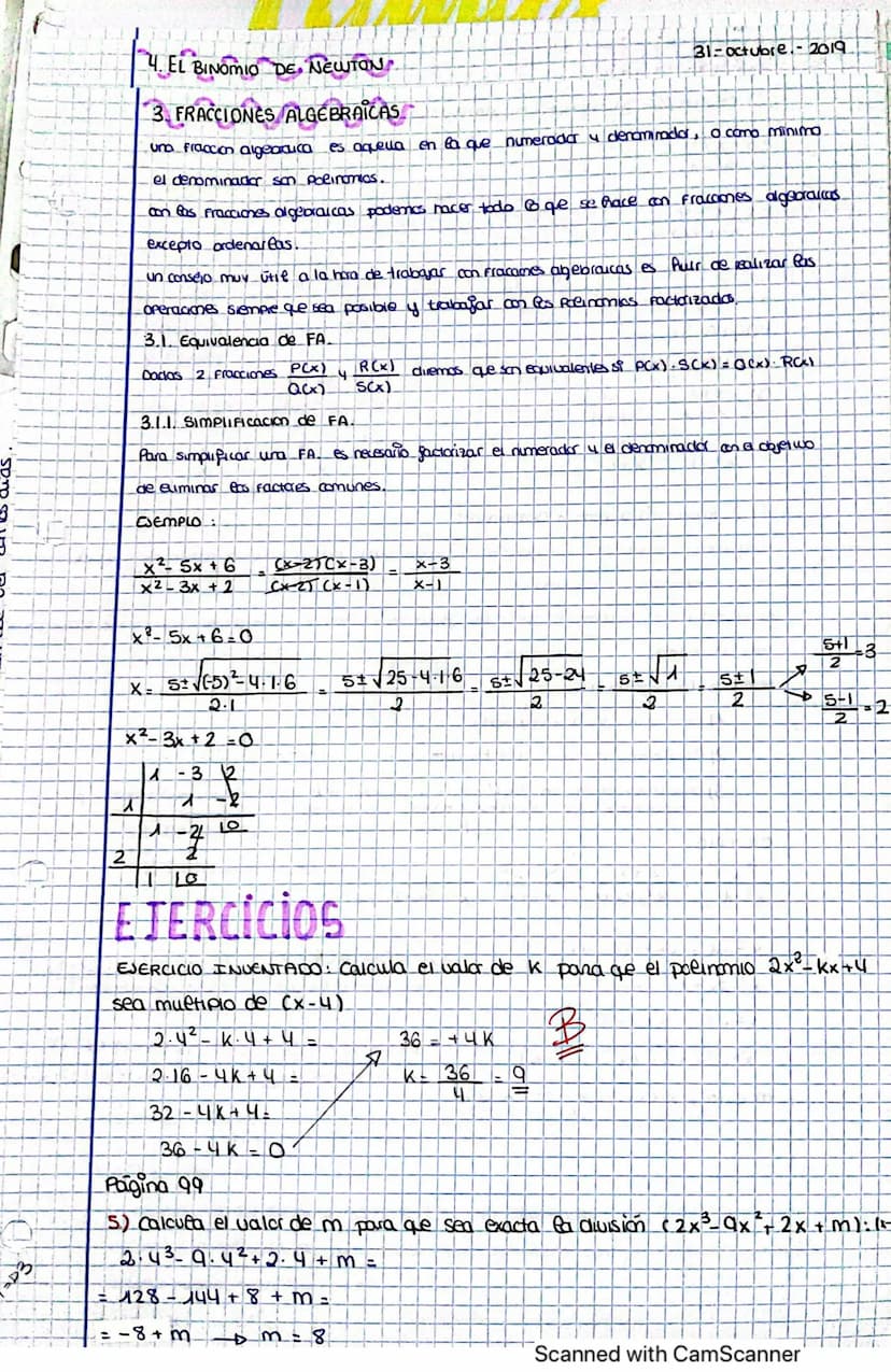 3
Ejercicios
INTRODUCCIÓN
tema 2: Polinomios Y
Fracciones
Algebraicas
-valor de las expresiones con letras y Simbolos
Rigor en las expresion