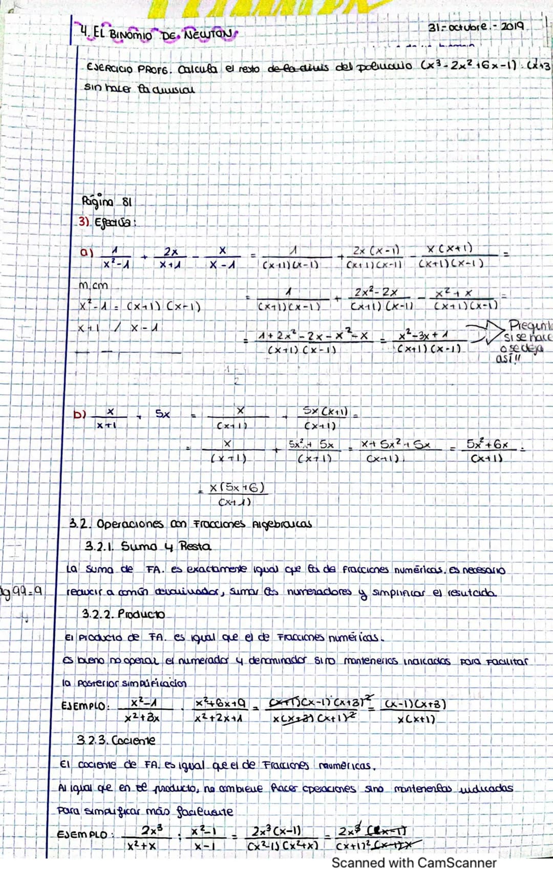 3
Ejercicios
INTRODUCCIÓN
tema 2: Polinomios Y
Fracciones
Algebraicas
-valor de las expresiones con letras y Simbolos
Rigor en las expresion