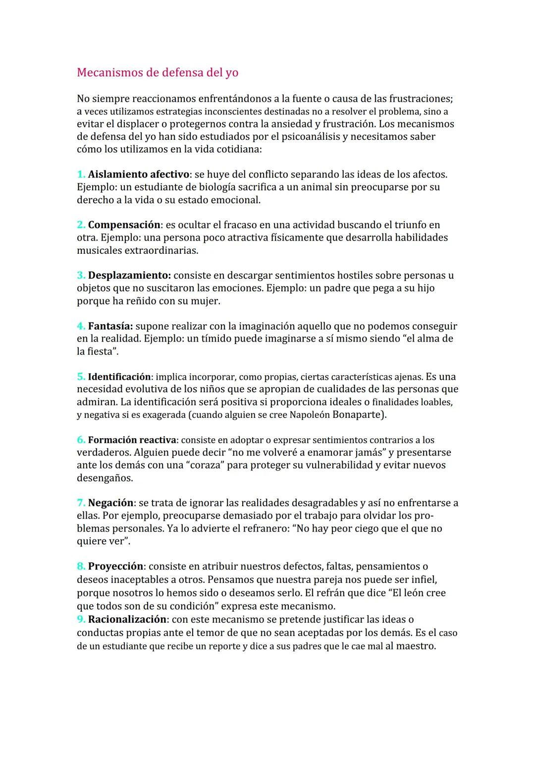 # Mecanismos de defensa del yo

No siempre reaccionamos enfrentándonos a la fuente o causa de las frustraciones;
a veces utilizamos estrateg