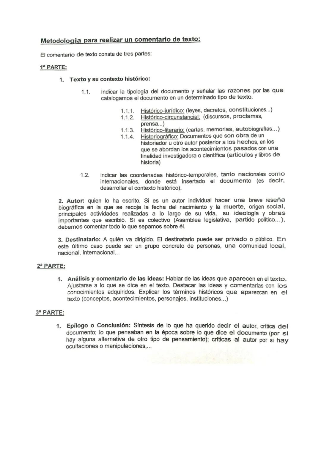 Como hacer un comentario de texto en historia 